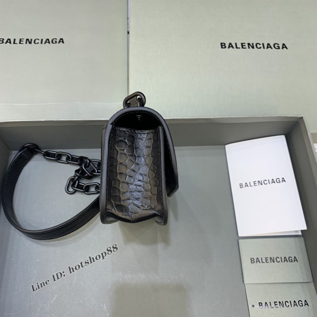 Balenciaga專櫃爆款小號鱷魚黑色黑扣肩背包 巴黎世家新款Gossip bag斜挎包 fyj1296